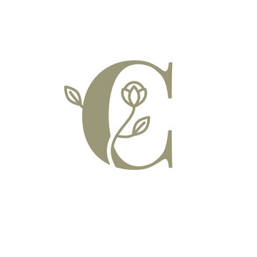 Botanical Alphabet, Floral Letter C Logo
