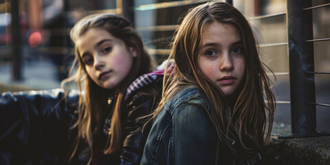 Fototapeta na wymiar young twin girls, generative AI