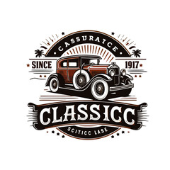 Classic vintage car vector design inspiration. Auto car logo design template. Classic vehicle symbol logotype. A classic car symbol silhouette. 