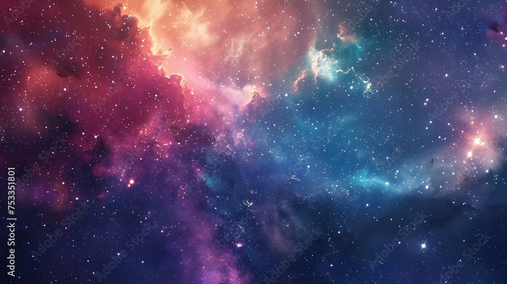 Poster generative ai : space background with realistic nebula and shining stars. colorful cosmos with stard