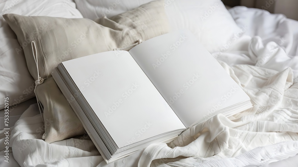 Poster Generative AI : White book mockup. Square empty book. Album with clean pages. 