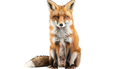 Obraz premium Generative AI : Front view of Red Fox, 1 year old, sitting in front of white background