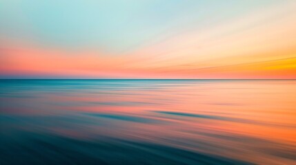 Obraz premium Generative AI : Long Exposure of Soft and colorful sunset