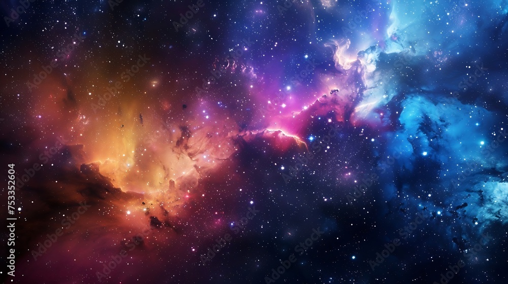 Aufkleber generative ai : incredibly beautiful galaxy in outer space. nebula night starry sky in rainbow color