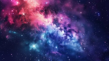 Generative AI : Space background with realistic nebula and shining stars. Colorful cosmos with...