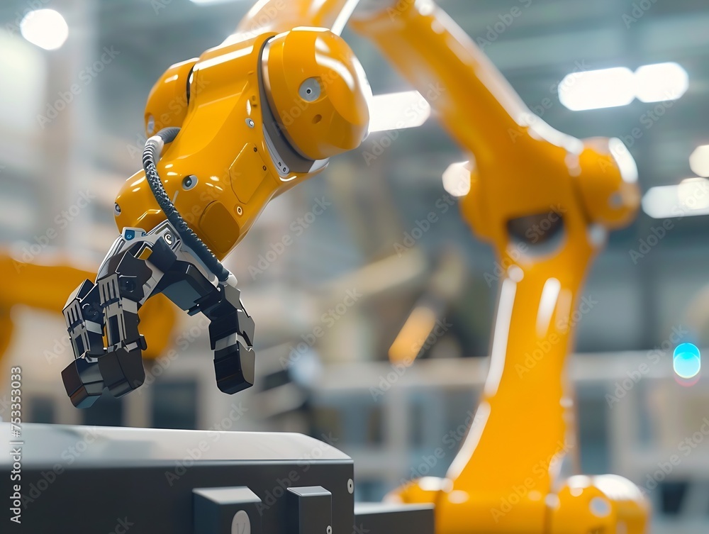 Poster Generative AI : robot arm working in factory