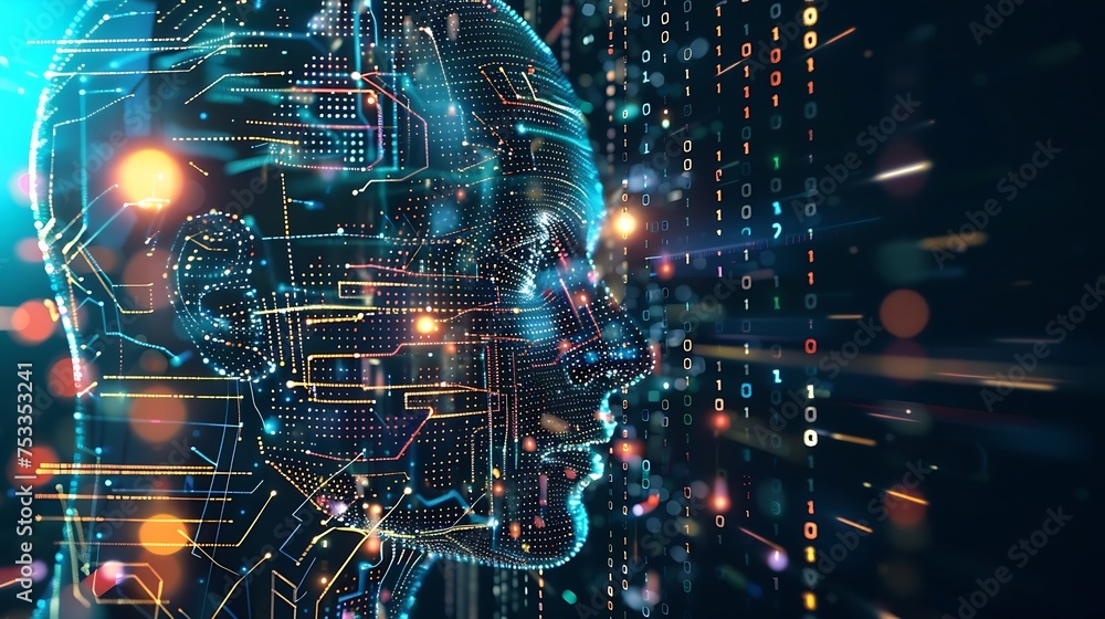 Poster Generative AI : Concept of using AI technology to help manage big data. Learning of Artificial Intelligence for Business Analytics. 
