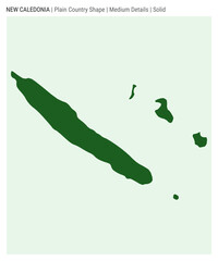 New Caledonia plain country map. Medium details. Solid style. Shape of New Caledonia. Vector illustration.