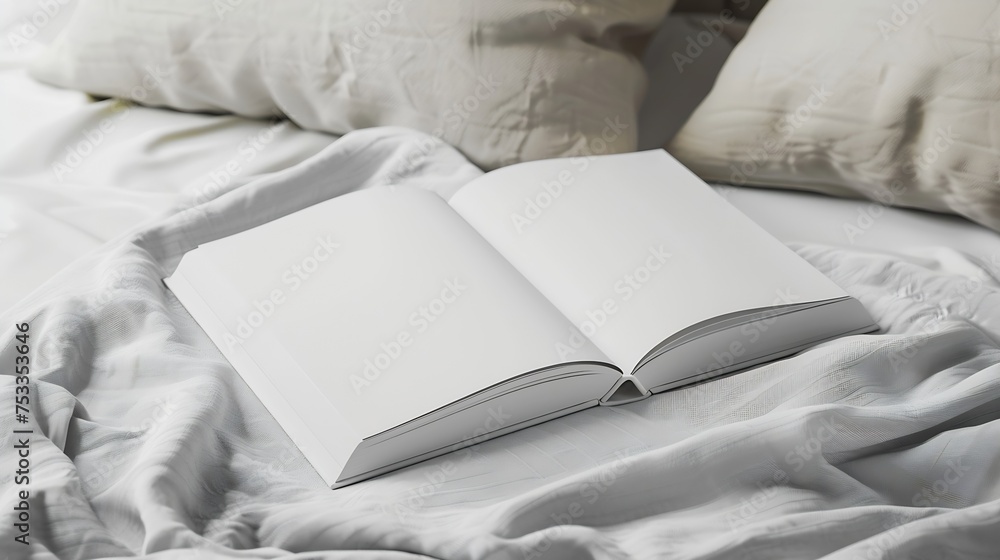 Poster generative ai : white book cover mockup on the pillows in scandinavian style