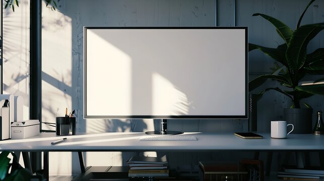 Generative AI : Blank space on moniter in the room