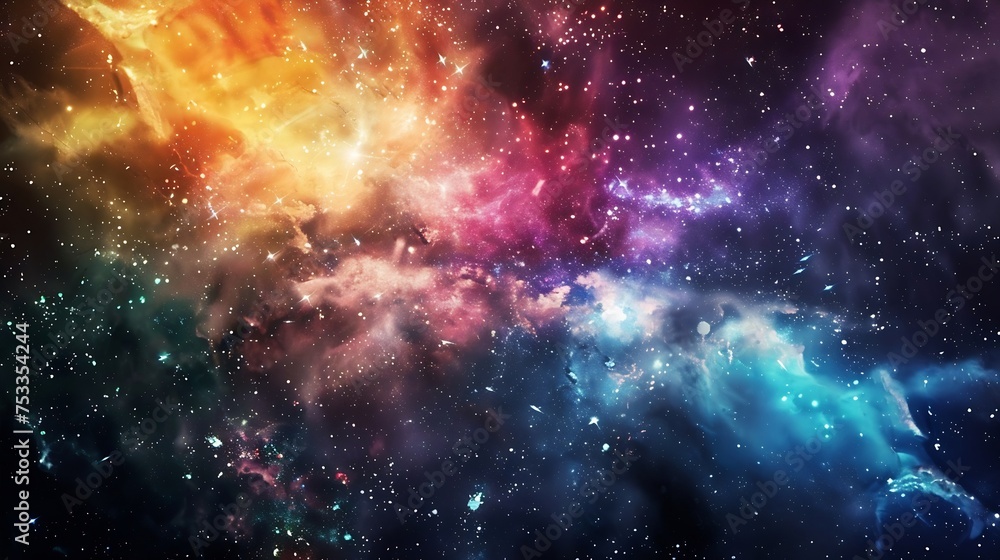 Aufkleber generative ai : incredibly beautiful galaxy in outer space. nebula night starry sky in rainbow color