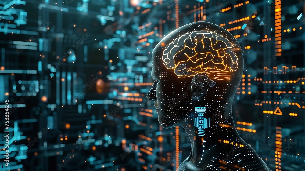 Poster Generative AI : Concept of using AI technology to help manage big data. Learning of Artificial Intelligence for Business Analytics. 