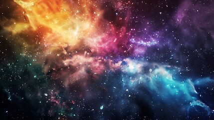 Generative AI : Incredibly beautiful galaxy in outer space. Nebula night starry sky in rainbow colors. 