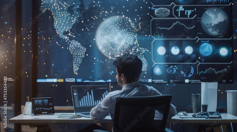 Poster Generative AI : Data analytics and insights powered by big data and artificial intelligence technologies. oard with charts.