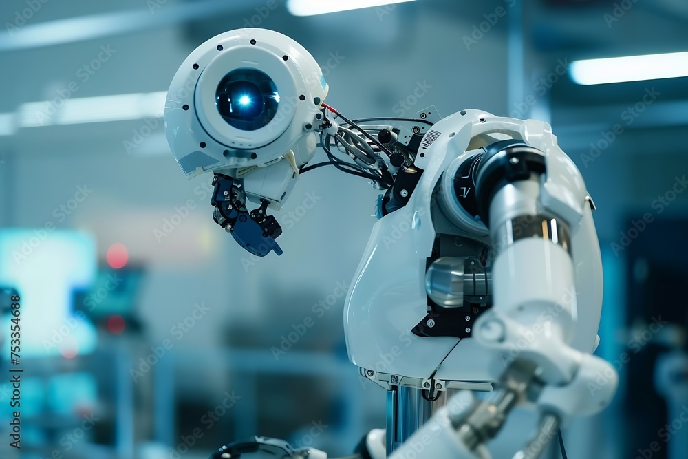 Poster generative ai : mechanized industry robot and robotic arms for assembly in factory production .