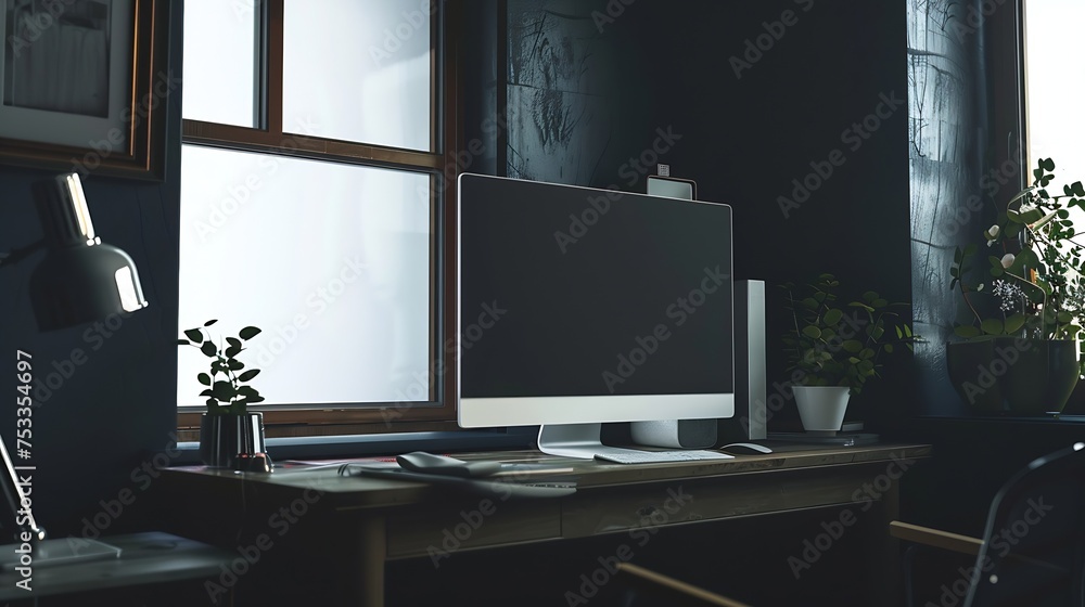Aufkleber Generative AI : Blank space on moniter in the room