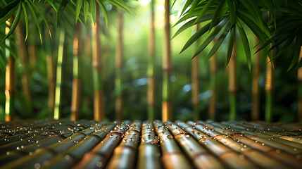 Nature green Bamboo product display background AI Image Generative