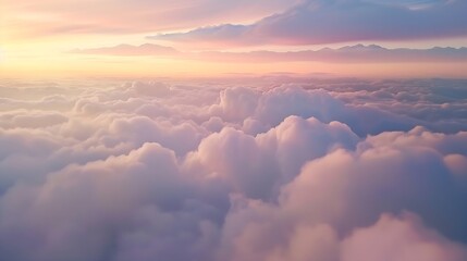 Generative AI : Beautiful sky over clouds at sunset time