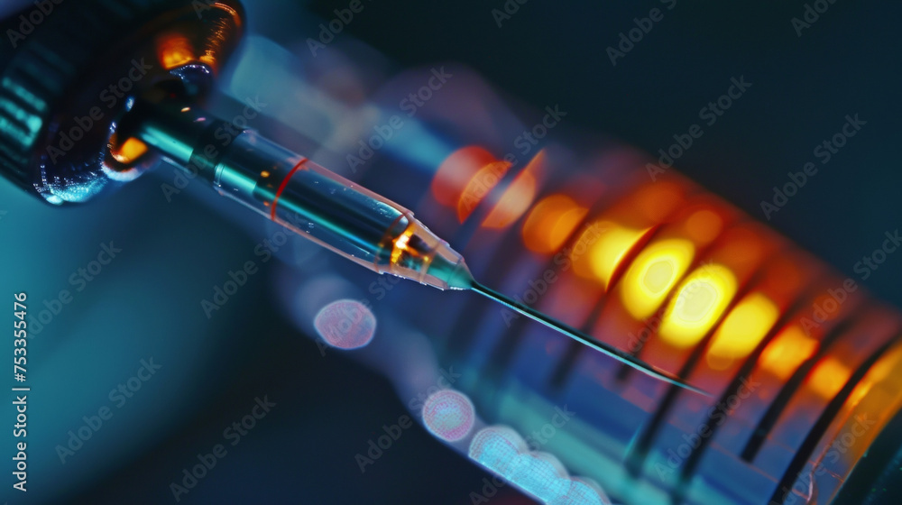 Poster a view of a nanoscale electronic sensor being inserted into the eye of a needle demonstrating the pr