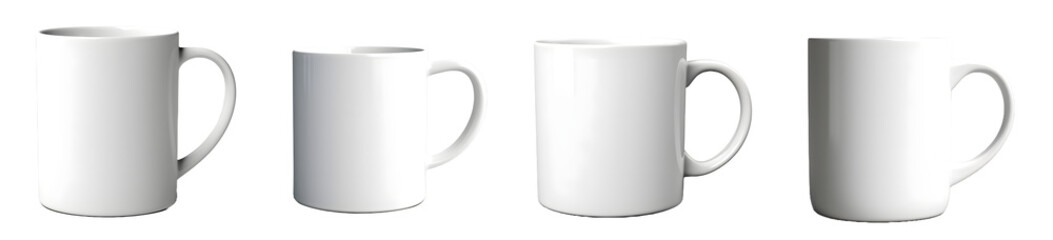 white mug isolated on a transparent PNG background, white background , Generative Ai