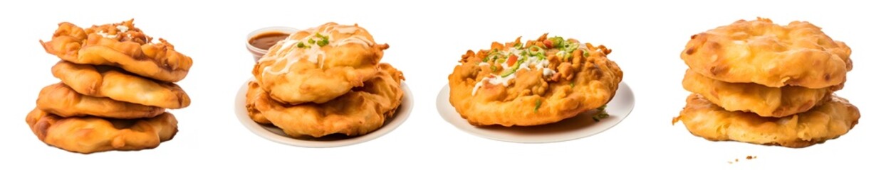 Indian frybread isolated on a transparent PNG background, white background , Generative Ai