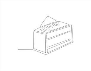 Continuous Line Drawing Of Slice Of Cake. One Line Of Slice Cake. Cake Continuous Line Art. Editable Outline.