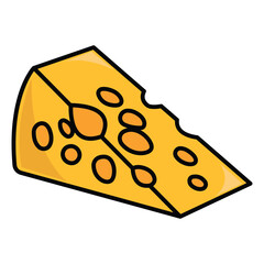 Cheese vector icon isolated on white background. Flat yellow milk food symbol for web site design, mobile app. Logo triangle block cheese illustration.