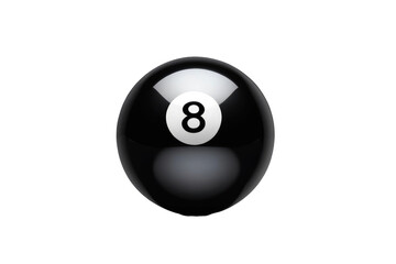 Black 8 ball isolated, centered on a pure white background, gloss highlights reflecting soft-box lighting, shadow delineated below to suggest depth, high resolution, DSLR capture - obrazy, fototapety, plakaty