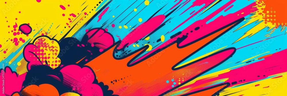 Poster vibrant abstract paint splatter art style - a dynamic and colorful abstract painting with splatters 