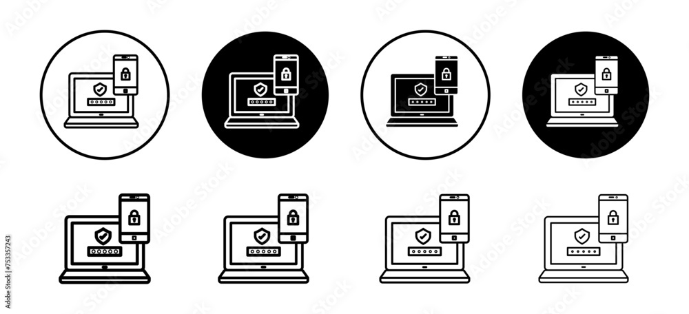 Poster 2fa multifactor verification vector icon set collection. 2fa multifactor verification outline flat i