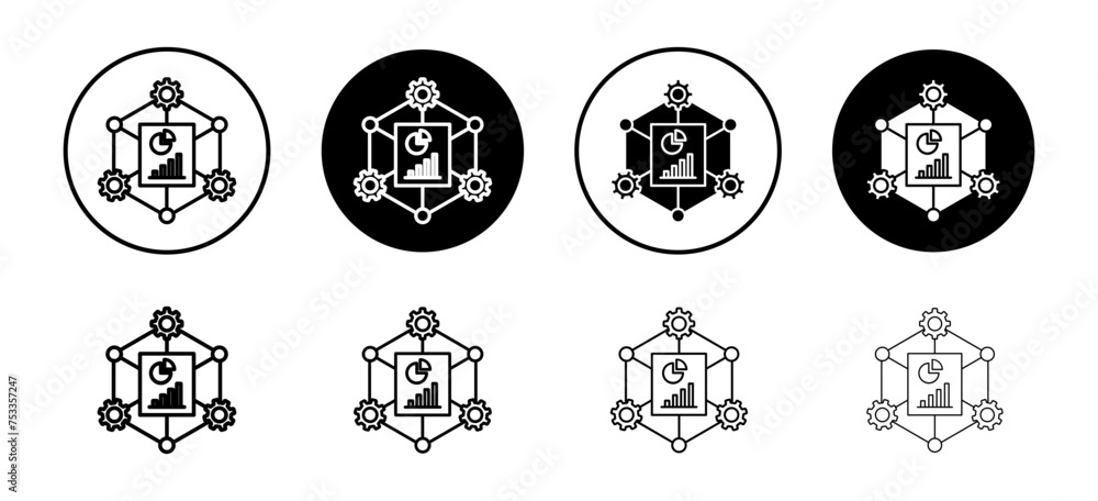 Poster business modeling vector icon set collection. business modeling outline flat icon.