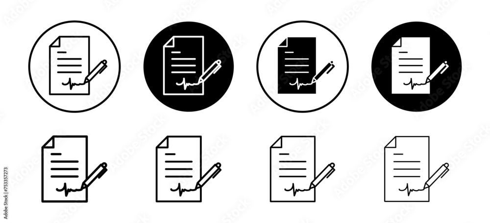 Aufkleber signature in documents vector icon set collection. signature in documents outline flat icon.