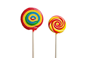 Lollipop, true-to-life colors, full body isolated on a white background, sharp focus showing texture details of the candy, subtle shadows creating depth, high-resolution stock photograph