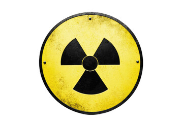 Obraz premium Radioactive symbol full body costume, high key lighting, isolated on pure white background, subject centered, sharp focus, shadow detail visible, high resolution stock photo, clean composition, color 