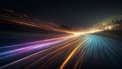 Fototapeta na wymiar light trails on a highway