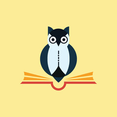 Owl Book Educational Logo with Flat Design Template