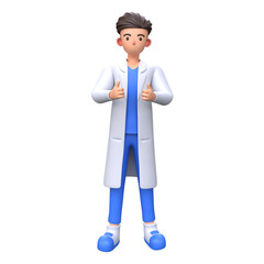 3D Male Doctor showing thumbs up gesture