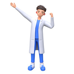 3D Male Doctor celebrating victory