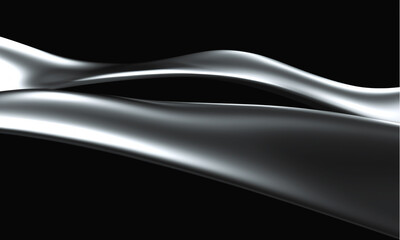 Fototapeta premium abstract metallic waves on black background