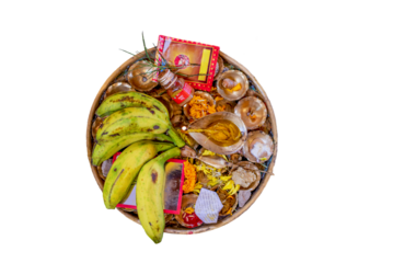 Indian hindu wedding ceremony traditional items, lords & almighty signs and symbols,Kalash with coconut and mango leaves Symbol of hindu traditional rituals, Realistic style Vector Isolated in transpa