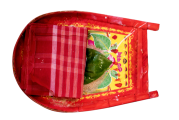 Indian hindu wedding ceremony traditional items, lords & almighty signs and symbols,Kalash with coconut and mango leaves Symbol of hindu traditional rituals, Realistic style Vector Isolated in transpa