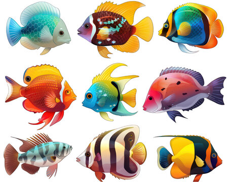 Vector illustration tropical fish on white background