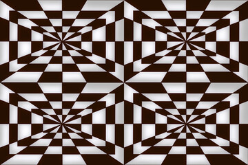 Illustration black and white on optical illusion seamless pattern background. Geometric pattern seamless wallpaper.