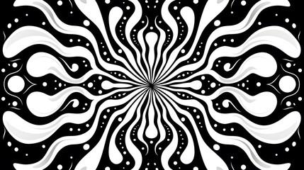 Mesmerizing Black and White Abstract Art: Swirling Patterns, Optical Illusion, Modern Design