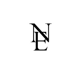 Initial Letter Logo. Logotype design. Simple Luxury Black Flat Vector NE