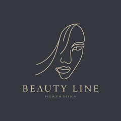 line style logo beauty skincare women feminine cosmetic salon minimalist vector design illustration