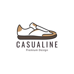 shoes logo  casual  fashion  line style  vector icon  symbol  minimalist design illustration