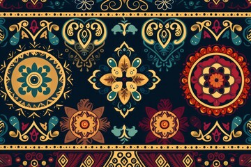 Transport your audience to a world of heritage and artistry with an ethnic handmade ornament background, incorporating, Generative AI