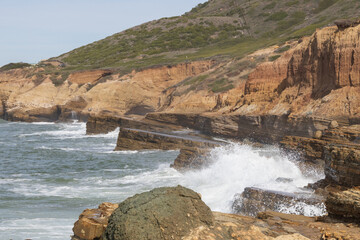 Waves breaking on Sunset Cliffs, San Diego, California