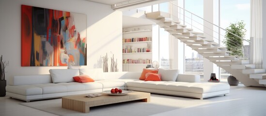 Modern room interior with bright and clean design